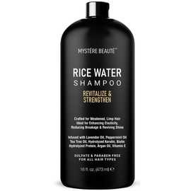 MYSTÉRE BEAUTÉ Rice Water Shampoo - Rice Shampoo, Promotes Hair Growth, Revitalizes, Shines and Sheilds from Damage, Infused with Essential Oils, Sulfate & Paraben Free - for Men Women - 16 fl oz