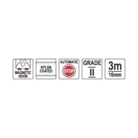 Yato YT-7103 - Measuring Nylon Tape 3mx16mm Magnes
