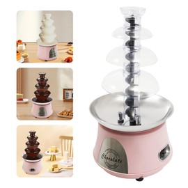Chocolate Fountain Machine,4 Tier Electric Chocolate Fondue Fountain Machine for Parties,Melts Cheese,Queso,Candy,and Liqueur - Dip Strawberries,Apple Wedges,Vegetables (Pink)