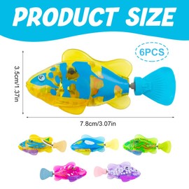 Afenau Pack of 6 Robot Fish, Electronic Fish, Robo Fish for Children, Floating Fish with Luminous, Fish Bath Toy Electric, Fish Toy for Children Bathtub Robo Fish