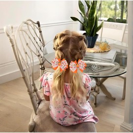 Fall Bow Hair Clip Cute Pumpkin Hair Bow Pumpkin Ribbon Bowkont Alligator Barrettes Thanksgiving Day Handmade Orange Hairpins for Women Girls Thanksgiving Harvest Party Decoration, 2PCS