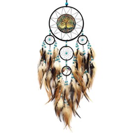 OIOVOIO Large Dream Catchers for Bedroom Adult Brown Boho Dream Catcher Wall Decor Tree of Life Suncatcher Hanging for Boys Teen Room Decor Dorm Living Room Hanging Decoration Festival Gifts
