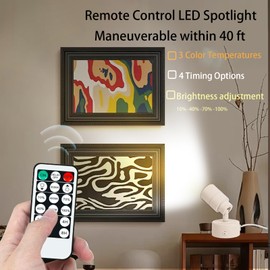 MIOBLUE LED Spot Lights Indoor Uplighting with Timer, 3W Up Indoor Plant Spotlight, Dimmable Uplights Accent Lighting with 3CCT, Floor Spotlight Lamp with 5.9FT Plug Cord - White