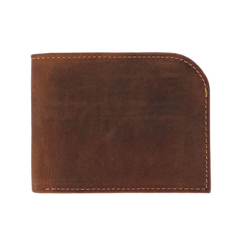 Men's Vintage Hunter Leather Curved Front Pocket Wallet, charcoal