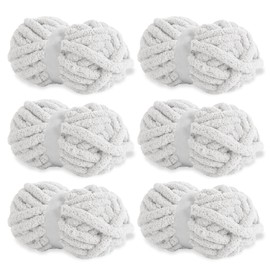 White Chenille Yarn for Crochet Chunky Fleece Yarn for DIY, Extra Chunky Yarn for Hand Knit Blankets, Soft and Lightweight Shaggy Yarn, 6 skeins (30 Yards, 8 Ounces Each)