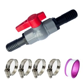 ZLLZPZD Ball Valve with Hose Connector, 40mm PVC Ball Valve, Shut-Off Valve, Pool Shut-Off Valve Incl. 1 Shut-Off Valve Internal Thread 1 1/4"(40mm) and 2 Hose Nozzles 32mm