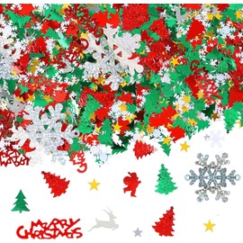 Christmas Confetti - 30g Snowflakes, Merry Christmas Alphabet, Pine, Elk, Pentagram, Christmas Table Confetti for Christmas Crafts Christmas Party Decoration
