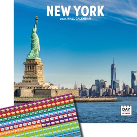 Dayplanner Publishing New York Calendar 2025, Large Square Wall Calendar With Organisational Stickers, 16 Month, New York Gift Travel Calendar
