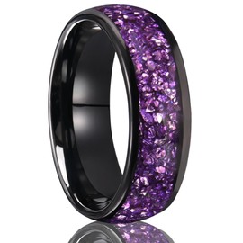 Concept Knight Tungsten Carbide Rings for Men and Women 8mm/4mm Men‘’s Engagement Wedding Bands Inlaid Purple Galaxy Opal Fashion and High Polish (8mm black and purple, 9)