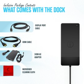 WD19DC Dell Performance Dock USB C - Docking Station Dual Monitor with HDMI Cable, DisplayPort Cable & Microfiber Cleaning Cloth - Laptop Docking Station (Renewed)