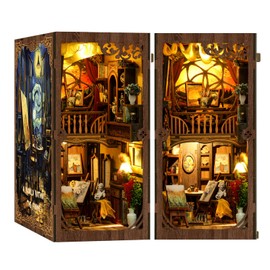 Book Nook Kit - DIY Miniature Dolls House Kit with Furniture and LED Light, 3D Puzzle Wooden Art Bookends, Model Kits for for Adults and Teens (The World in The Picture Frame)