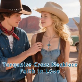 Eetaitai Turquoise Necklace Turquoise Cross Pendant Necklace 925 Sterling Silver Western Jewelry for Women Birthday Gift for Mother Wife