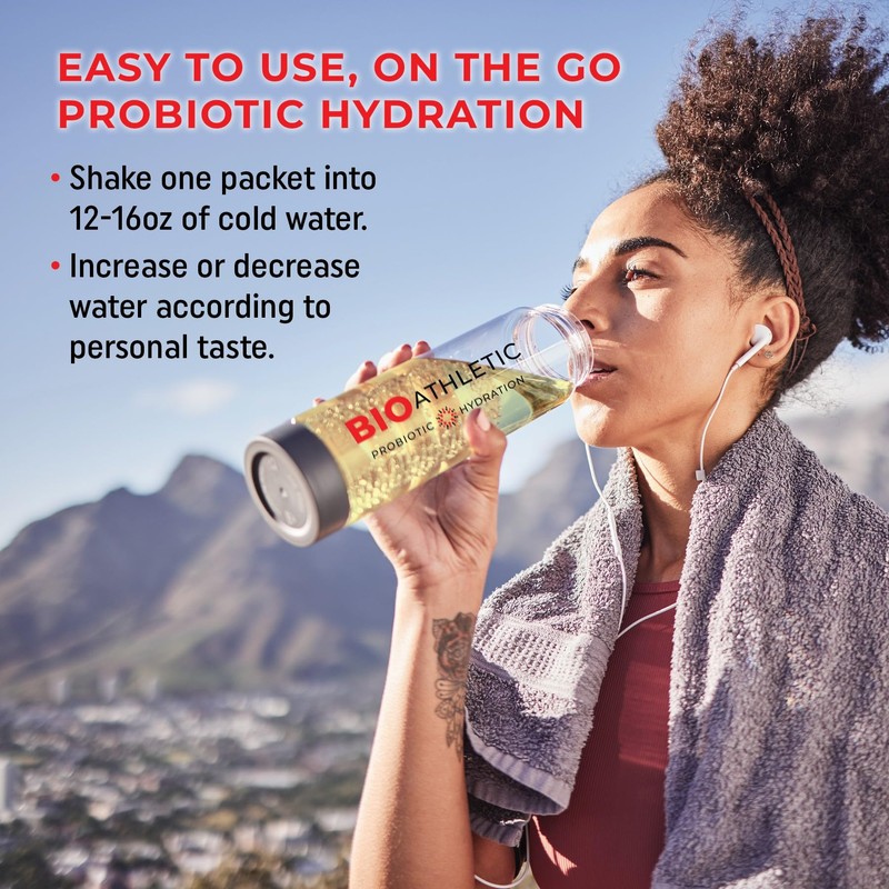 BioAthletic Probiotic + Electrolyte Hydration Drink Mix, with Vitamins D