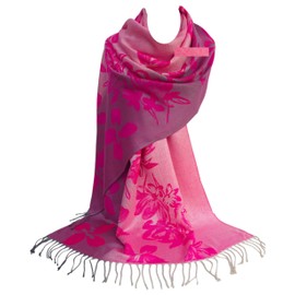 GFM® Floral Pattern Pashmina Style Scarf - 2021-Hot Pink-(FRL3) (Pash-2021-CrtGlb)