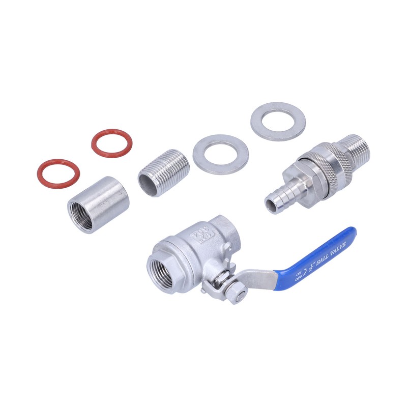 Weldless Kettle Valve Kit 1/2in BSP Ball Valve Quick Connector