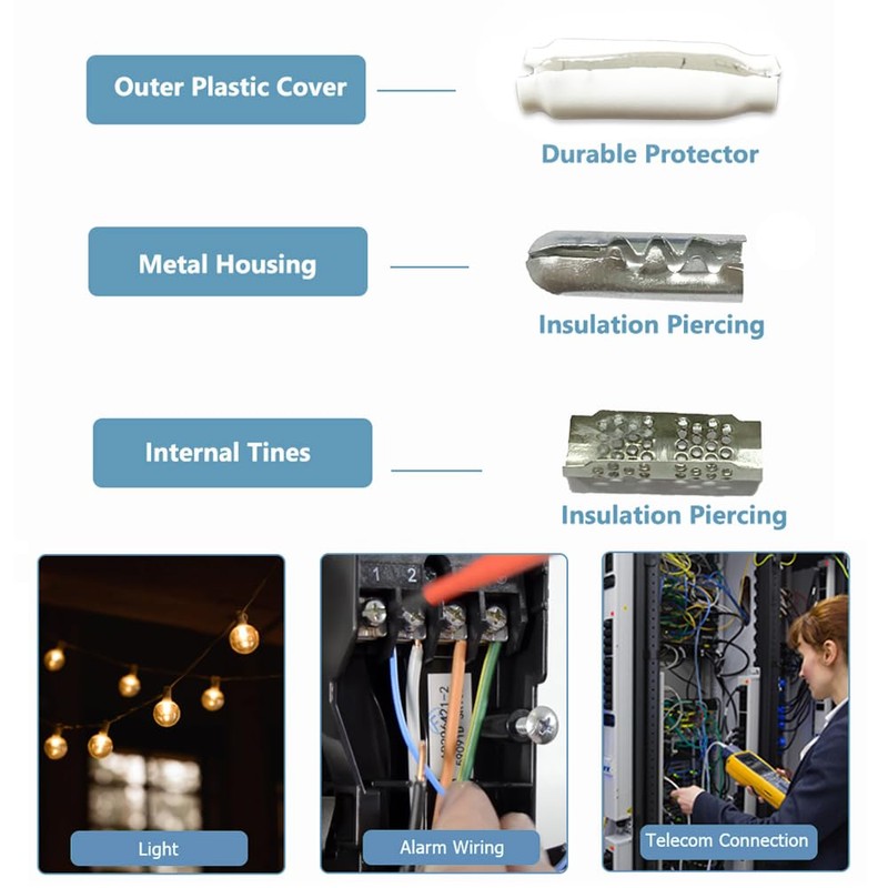 100pcs White Dry B-Connector Wire Telephone Alarm Wire Crimp Beanies