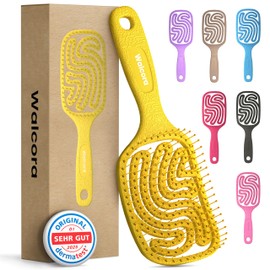 Walcora Hair Brush without Pulling, Detangling Brush & Detangler Brush for Women, Men & Children, for Curls, Wet, Fine & Long Hair, Hair Brush - Yellow