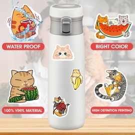 Giantree Pack of 100 Cute Cat Stickers, Animal Stickers, Kawaii Stickers, Waterproof Stickers, Aesthetic Stickers, Cartoon Cat Stickers for Scrapbooking, Laptop, Skateboard