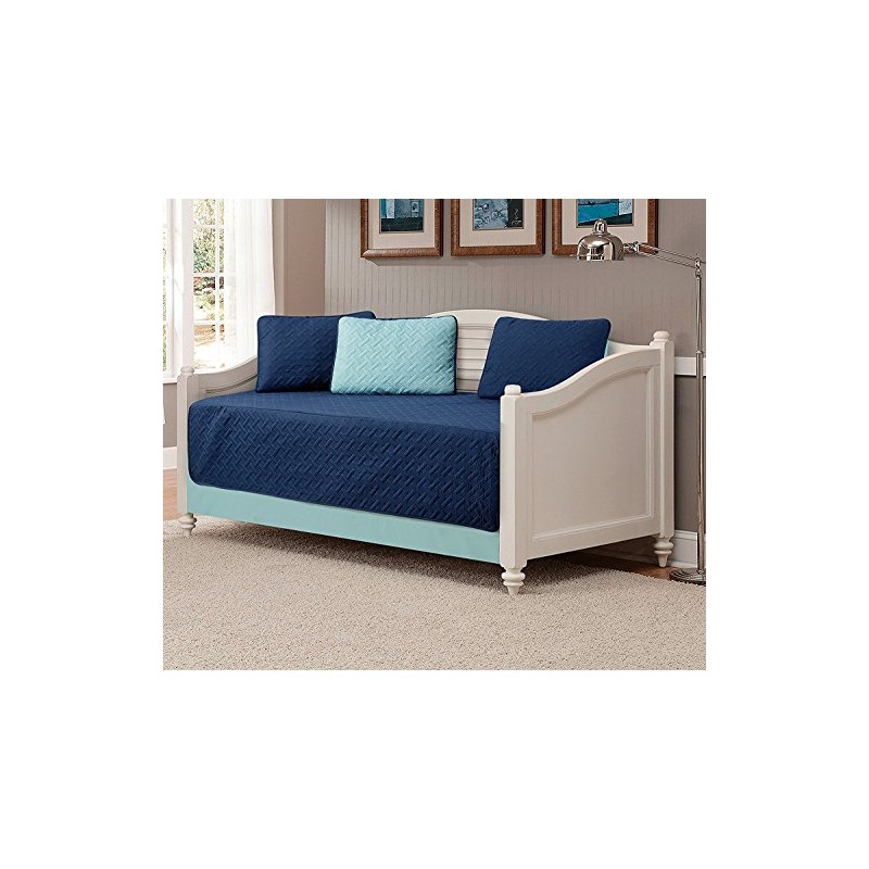 Linen Plus 5pc Daybed Cover Solid Embossed Bedspread New (Navy