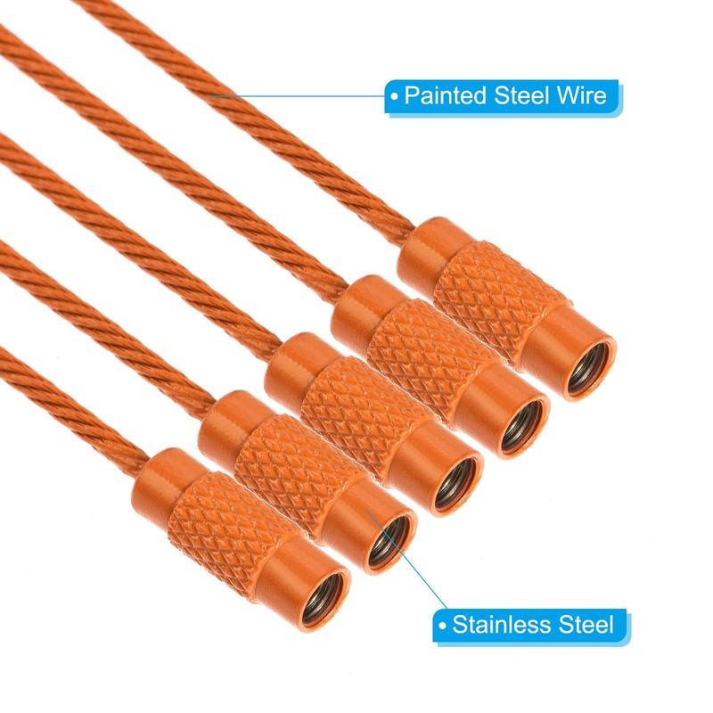 [PATIKIL] 150mm Length Wire Keychain Cable Stainless Steel Key Chain