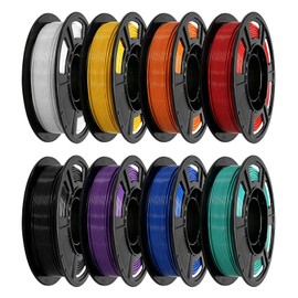 250g PLA Filament 1.75mm, 3D Printer Filament Bundle for Beginners, Neatly Wound, Individually Vacuum Packed, PLA Filament Bundle, Royal Blue+White+Orange+Roland Purple+Yellow+Black+Sky Blue+Red
