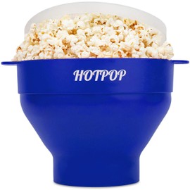 The Original Hotpop Microwave Popcorn Popper, Silicone Popcorn Maker, Collapsible Bowl BPA-Free and Dishwasher Safe- 20 Colors Available (Blue)