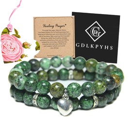 Healing Bracelets for Women - African Turquoise Bracelet - Healing Prayers Crystal Bracelet, 8mm Natural Stone Stress Relief Yoga Beads Get Well Soon Gifts