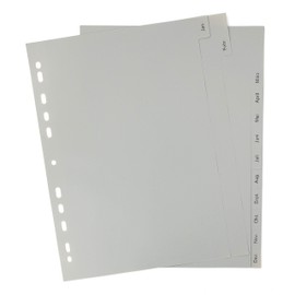 Dividers/Index Sheets, Polypropylene, DIN A4, with Months Jan–Dec [German Language], Sturdy Paper Cover Sheet for Labelling, 5-Pack of 12 Dividers, Extra Wide for Organising Files in the Office