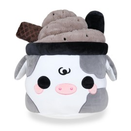 Cuddle Barn PlushGoals - Hug Sized Black Sesame Mooshake | Super Soft Cow Kawaii Dessert Stuffed Animal Plush Toy, 17 inches