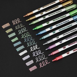 Mr. Pen- Metallic Paint Markers, 10 Colors, Metallic Markers for Black Paper Pens to Write on Black Paper