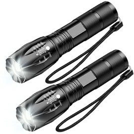 HYVCZP 1/2/3 Pack ​LED Torch,Super Bright Flashlight,5 Modes Adjustable Focus, Waterproof Lightweight Mini Handheld Torch for Camping, Home, Emergency, Hiking, Outdoor (2 Pack)