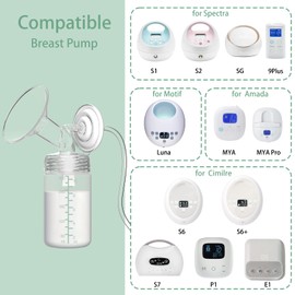 4 botellas de almacenamiento de leche materna de 10 onzas compatibles con SpectraS1 S2 9 Plus SG/Motif Luna/otros Brida de boca ancha, contenedor de leche materna para Momcozy enfriador portátil de 22