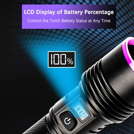 UV Flashlight 30W, 7000 mAh High Power 365nm UV Light, 4-Core LED USB Rechargeable Black Light Flashlight for Dog, Cat Urine, Dry Stains, AC Leak, Uranium Glass, Bed Bug