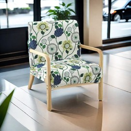 Deisy Dee Printed Mid-Century Modern Chair Cover, Stretch Reading Armchair Covers, Upholstered Living Room Chair Covers (Green Garden)