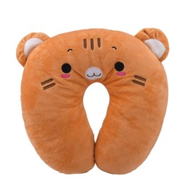 EKDJKK Travel Pillow for Kids, Cute Animal Neck Pillow Support U Shaped Cushion Plush Soft Rest Reading Pillow Sleeping Pillow for Airplane Train Car (Yellow Cat)