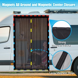 ZATOOTO Van Bug Screen with Magnetism, Sliding Door Magnetic Fly Screen for Mercedes Vito Mercedes Marco Polo, Volkswagen California, Center Magnetic Closure for Mosquito Net Tailgate, 150 * 110cm