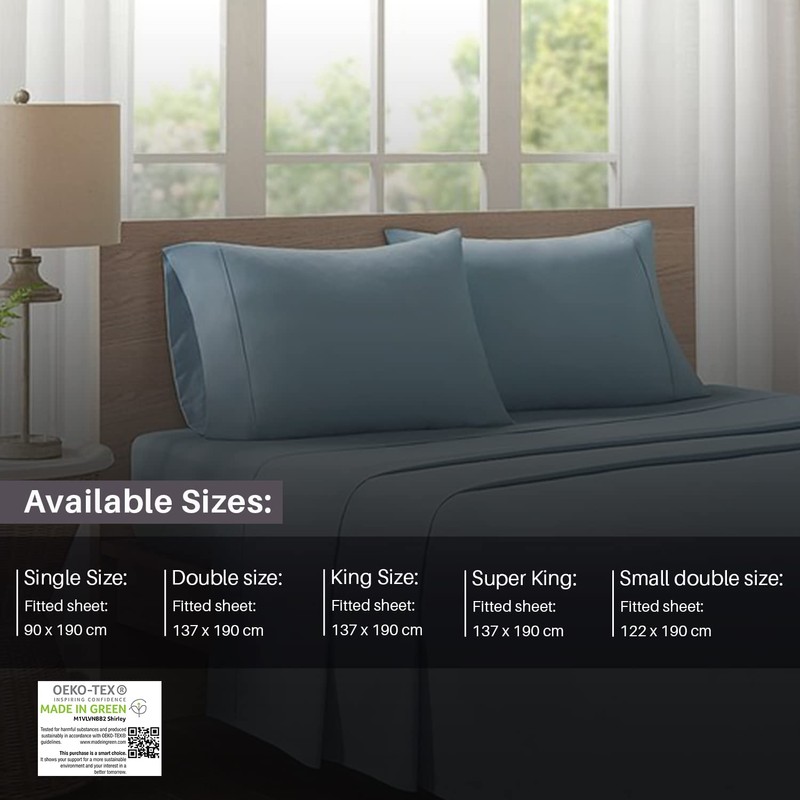 Deep Fitted Bed Sheets Easy-Care Non-Iron Percale 10'' / 25CM