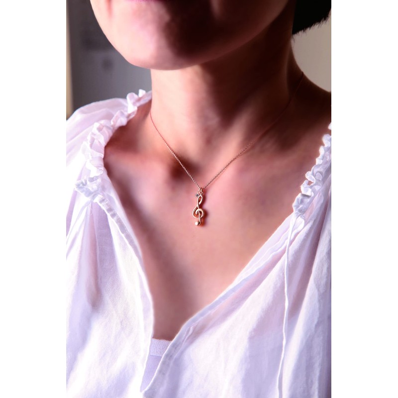 Nakano Fine Necklace Treble Clef Pink Gold Matte JE30NGCPG