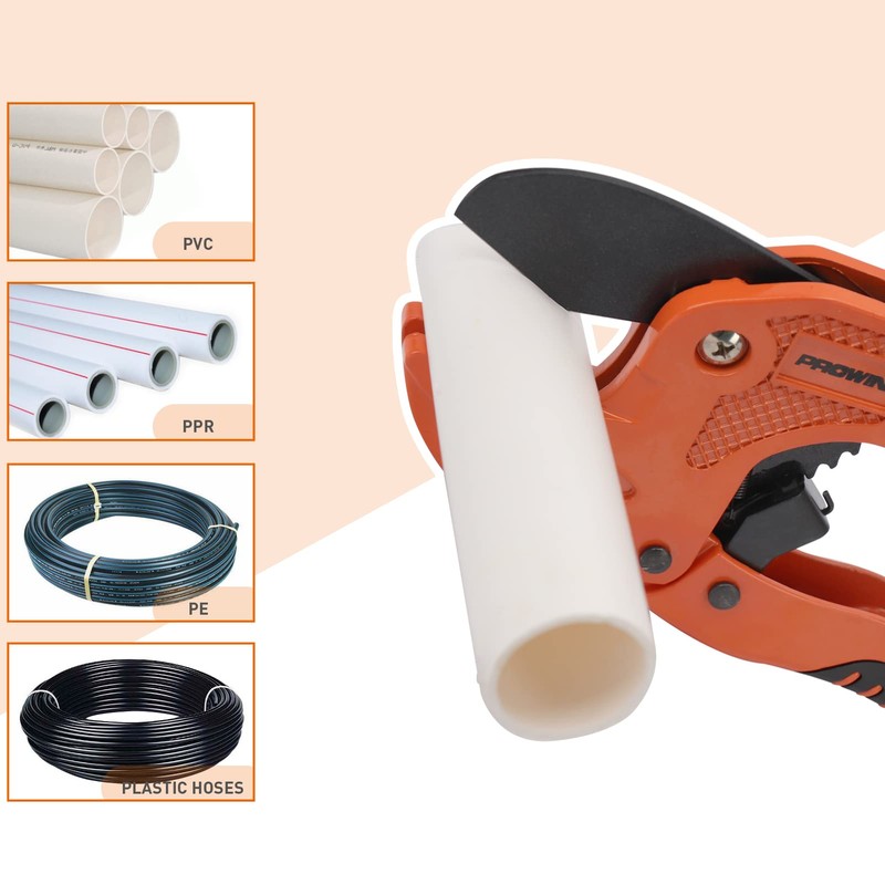 PROWIN PVC Pipe Cutter, PVC Cutter 1-5/8", Ratcheting PVC Cutter