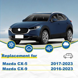 HRSNO 24"+18" Windshield Wipers With 14" Rear Wiper Blade Sets Automotive Replacement for Mazda CX-5 2017-2023,Easy For Installation (Pack of 3)