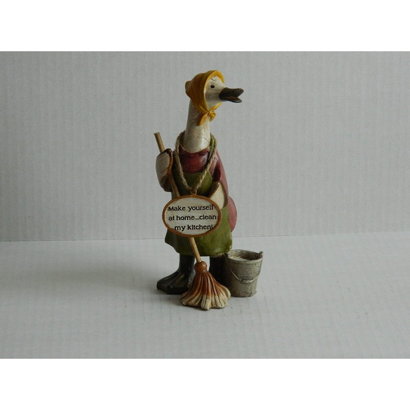 Humorous Duck Figurines - Cleaning Ducks and Funny Captions -