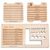 BENECREAT 3Pcs Knitting Needle Gauge Multifunctional Wood Spinning Control Card