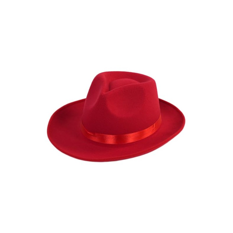 Black Wide Brim Satin Ribbon Fedora Panama Hat Rancher Hat