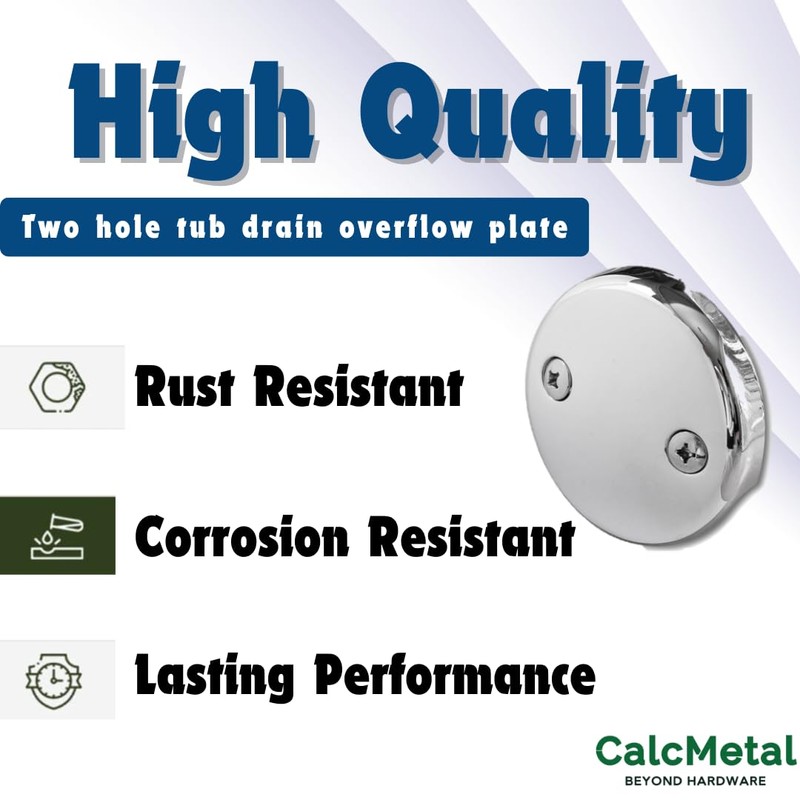 CalcMetal Dual Hole Bathtub Drain Overflow Plate with Two Matching