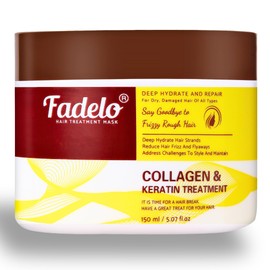 Fadelo Collagen+Keratin Hair Mask - Deep Repair for Damaged Hair with Argan Oil and Vitamin E - Hydrating Treatment for Dryness and Damage-150 ml (Refreshing), Yellow (5.07 Fl Oz (Pack of 1), Fresh)