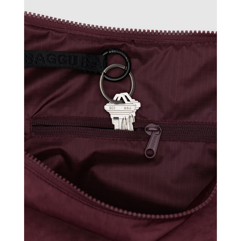 Large Nylon Crescent Bag - Mahogany