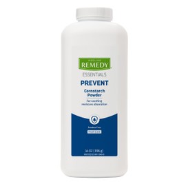 Medline Remedy Essentials Cornstarch Powder (14 oz Bottle), Fresh Scent, Talc Free, Shaker Top, Skin Care, Absorbs Sweat, Soothes, Reduces Friction & Chafing, For Adults, Feet, Groin