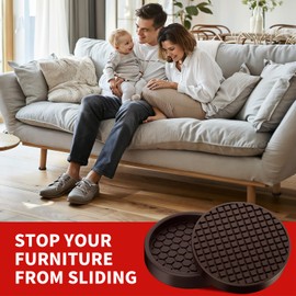 Furniture Coasters 2 Inch Non-Slip Furniture Pads for Hardwood Floors Round Rubber Non-Slip Furniture Feet Floor Protectors for Bed Couch Stopper Brown 2 Inch