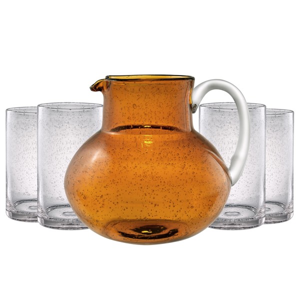 ARTLAND Iris 90oz Glass Pitcher & 17oz Highball Glasses (Set
