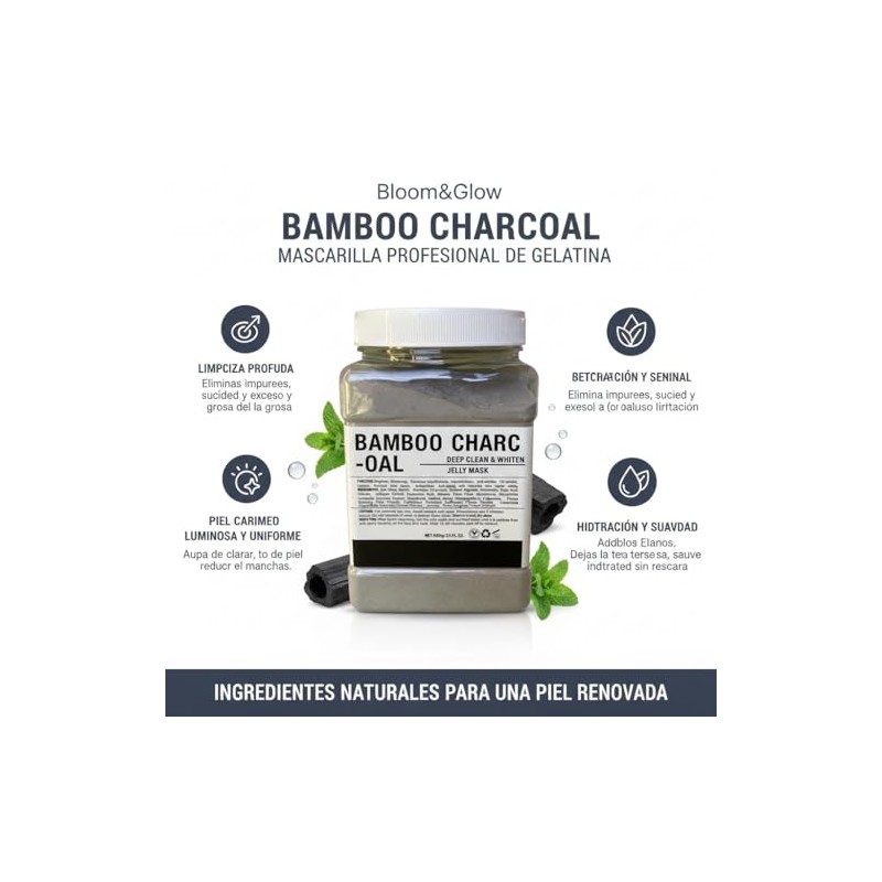 Bloom&Glow- Mascarilla profesional de gelatina de Carbon Activado/Bamboo Charcoal Jelly